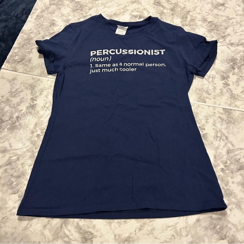Women’s Percussionist Definition Blue Babydoll Tshirt Size small